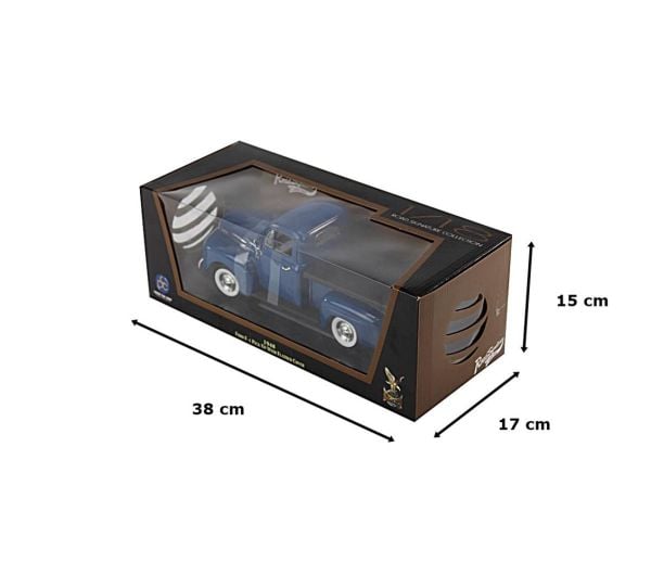 Road Signature 92218 1/18 Ölçek, 1948 Ford F-1 Pickup With Flatbed Cov, Blue, Sergilemeye Hazır Metal Araba Modeli