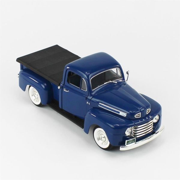 Road Signature 92218 1/18 Ölçek, 1948 Ford F-1 Pickup With Flatbed Cov, Blue, Sergilemeye Hazır Metal Araba Modeli