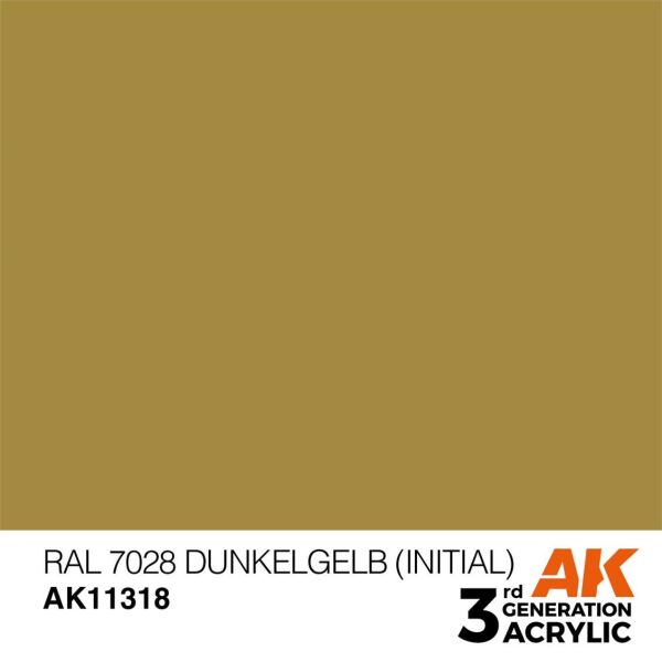 AK 11318 17 ml. RAL 7028 Dunkelgelb (Initial), AFV Serisi 3GEN Akrilik Model Boyası