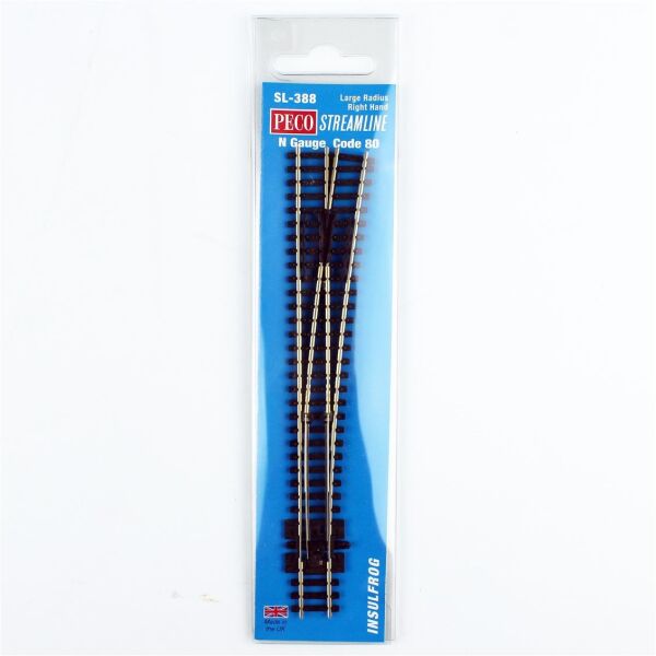 Peco SL-388 Code 80 1/160 Ölçek, 914 mm. Çap, Geniş Açı Sağ Makas, Model Tren Rayı