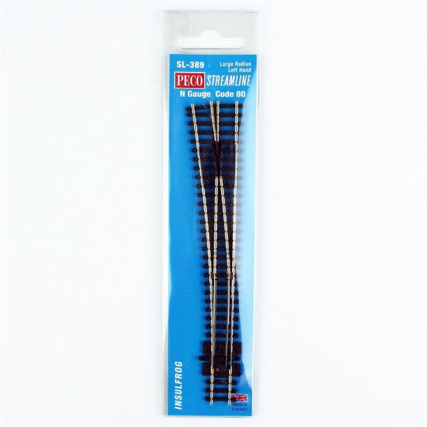 Peco SL-389 Code 80 1/160 Ölçek, 914 mm. Çap, Geniş Açı Sol Makas, Model Tren Rayı