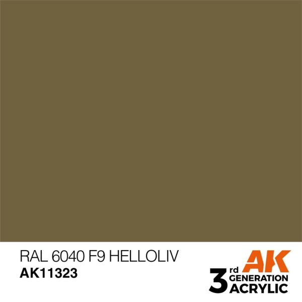 AK 11323 17 ml. RAL 6040 F9 Helloliv, AFV Serisi 3GEN Akrilik Model Boyası