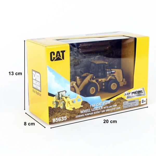 Diecast Masters 85635 1/64 Ölçek, Cat 950M Kütük Taşıma Çatallı Loder, Sergilemeye Hazır Metal İş Makinası Modeli