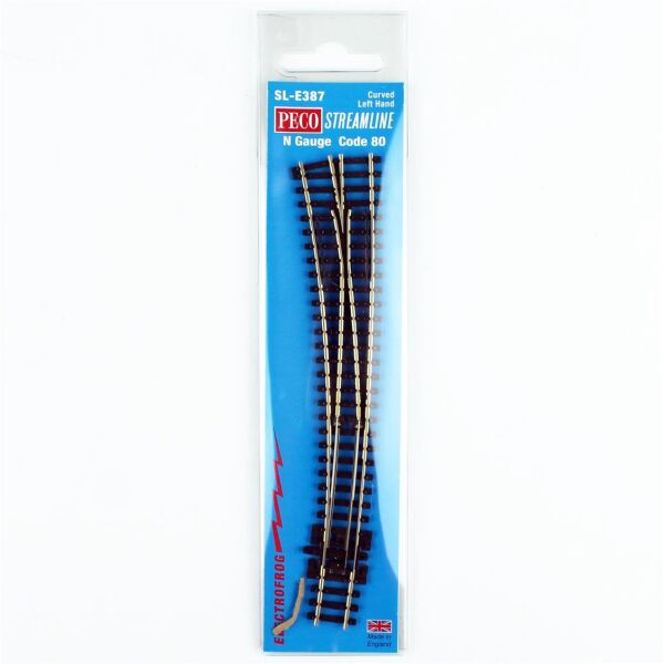 Peco SL-E387 Code 80 1/160 Ölçek, 457 ve 914 mm. Çap, Sola Dönüşlü ElectroFlog Makas, Model Tren Rayı