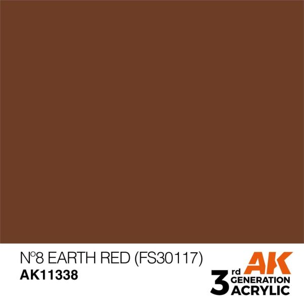 AK 11338 17 ml. Nº8 Earth Red (FS30117), AFV Serisi 3GEN Akrilik Model Boyası