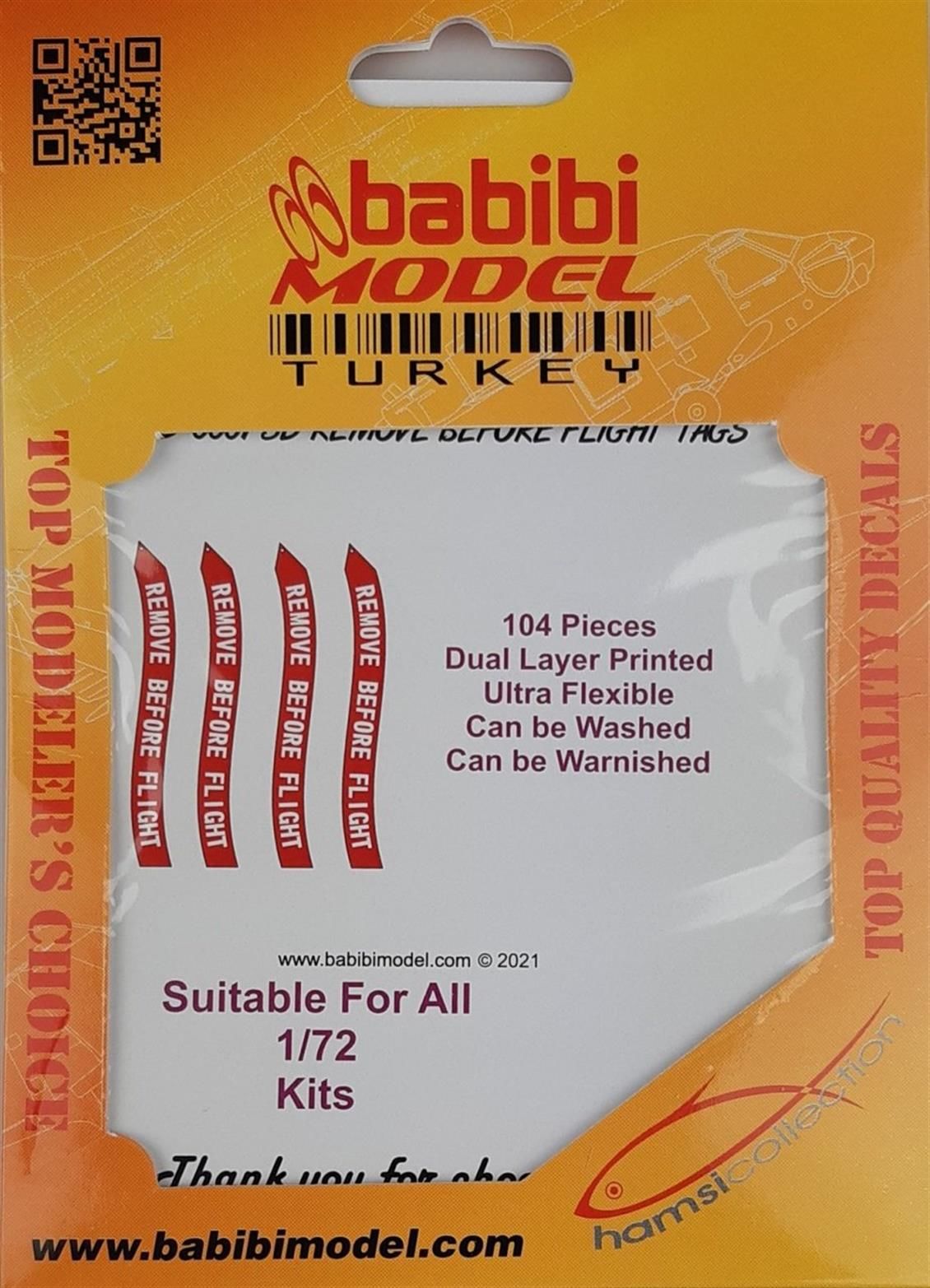 Babibi B3D-0001 1/72 Ölçek, Remove Flight Tags, 3 Boyutlu Dekal Çıkartma