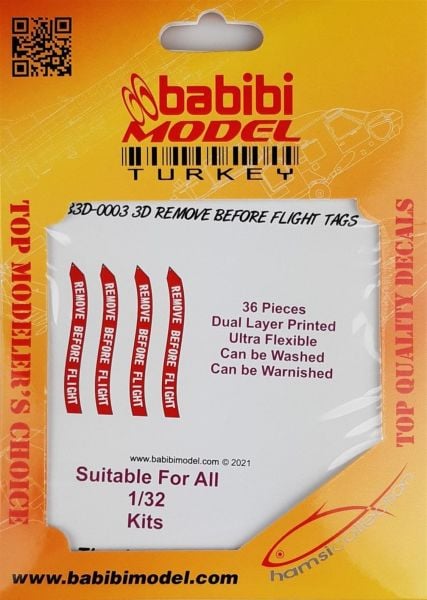 Babibi B3D-0003 1/32 Ölçek, Remove Flight Tags, 3 Boyutlu Dekal Çıkartma
