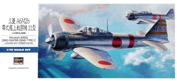 Hasegawa D21 451 1/72 Ölçek, Mitsubishi A6M2 Zero Fighter Type 21 (Zeke), Savaş Uçağı, Plastik Model kiti