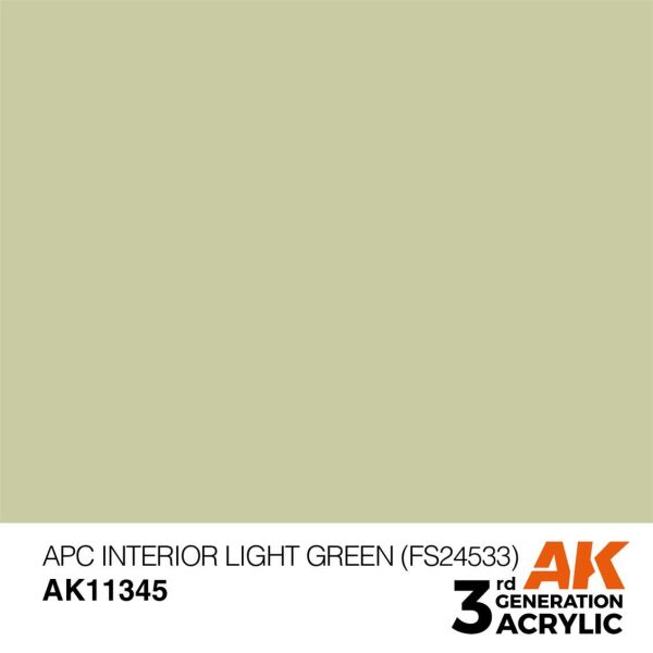 AK 11345 17 ml. APC Interior Light Green (FS24533), AFV Serisi 3GEN Akrilik Model Boyası