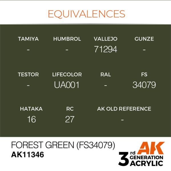 AK 11346 17 ml. Forest Green (FS34079), AFV Serisi 3GEN Akrilik Model Boyası