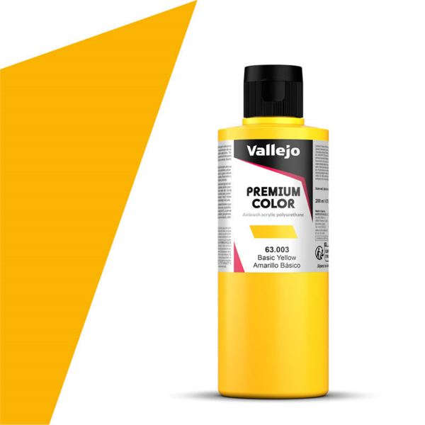 Vallejo 63003 200 ml. Basic Yellow, Premium RC Color Serisi Model Boyası