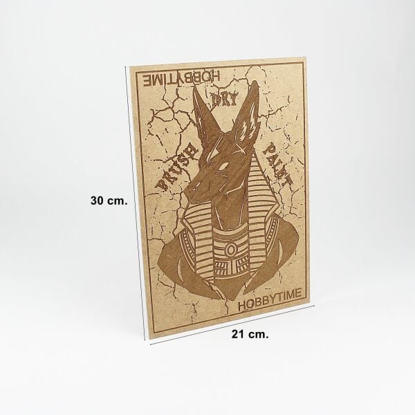 Anubis Motifli DryBrush Paleti, MDF üzeri Lazer Kazıma, 21X30 cm.