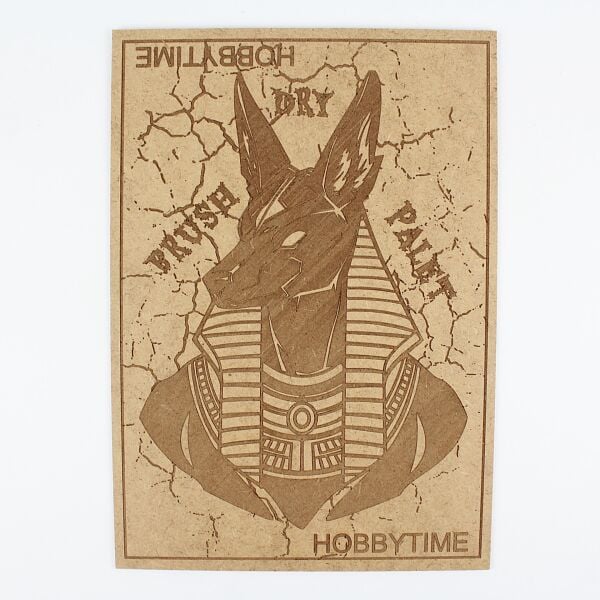 Anubis Motifli DryBrush Paleti, MDF üzeri Lazer Kazıma, 21X30 cm.