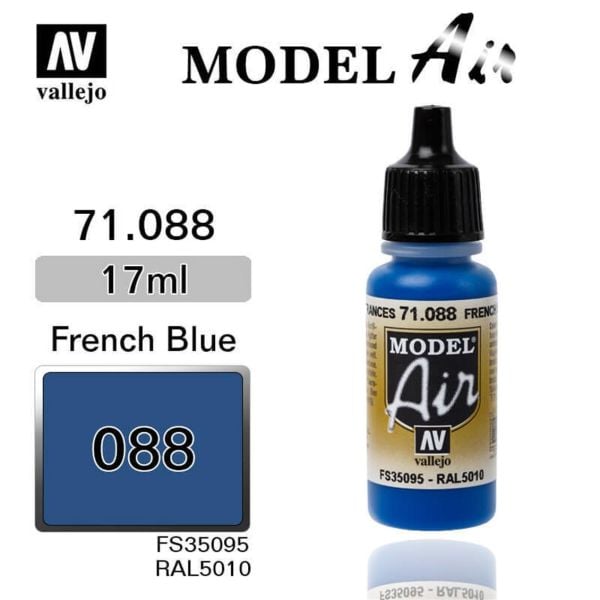 Vallejo 71088 17 ml. French Blue, Model Air Serisi Model Boyası