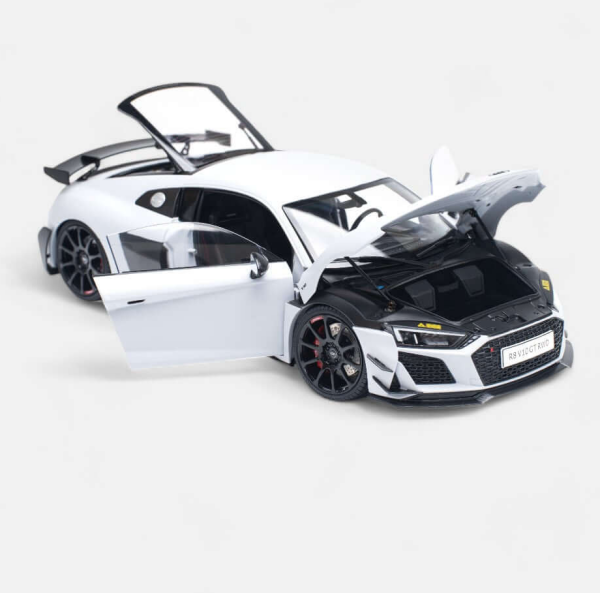 NZG 0357 1/18 Ölçek, Audi R8 2021 Coupe, Metalik Beyaz, Sergilemeye Hazır Metal Model