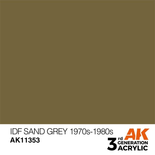 AK 11353 17 ml. IDF Sand Grey 1970s-1980s, AFV Serisi 3GEN Akrilik Model Boyası