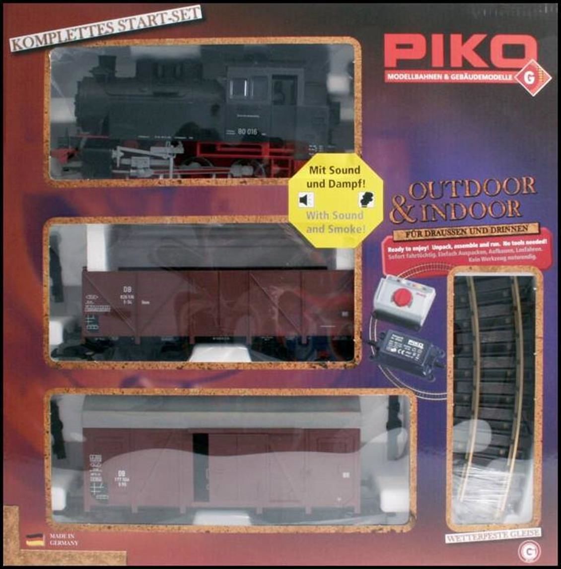 Piko 37120 1/22,5 Ölçek, Buharlı Lokomotifli, 2 Yük vagonlu, Sesli, DB III, Model Tren Başlangıç Seti