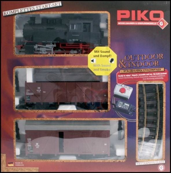Piko 37120 1/22,5 Ölçek, Buharlı Lokomotifli, 2 Yük vagonlu, Sesli, DB III, Model Tren Başlangıç Seti