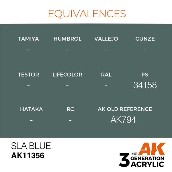 AK 11356 17 ml. SLA Blue, AFV Serisi 3GEN Akrilik Model Boyası