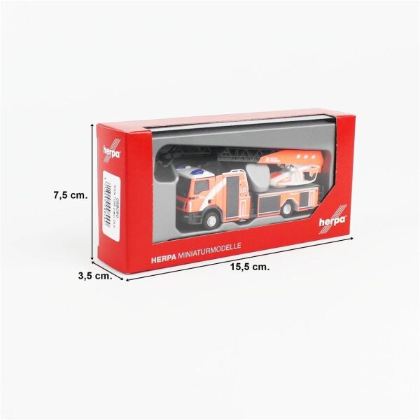 Herpa 098090 1/87 Ölçek, MAN TGM DLK, Döner Tablalı Yangın Merdivenli İtfaiye Aracı (Berlin İtfaiyesi) Sergilemeye Hazır Model