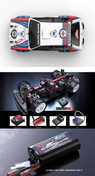 MJX 1/14 Lancia Delta 14302 Hyper Go 4x4 Fırçasız (Brushless) Motor ve Escli, 2.4Ghz Uzaktan Kumandalı Ralli Aracı Normal Paket