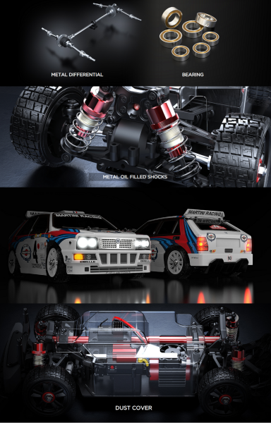 MJX 1/14 Lancia Delta 14302 Hyper Go 4x4 Fırçasız (Brushless) Motor ve Escli, 2.4Ghz Uzaktan Kumandalı Ralli Aracı Normal Paket