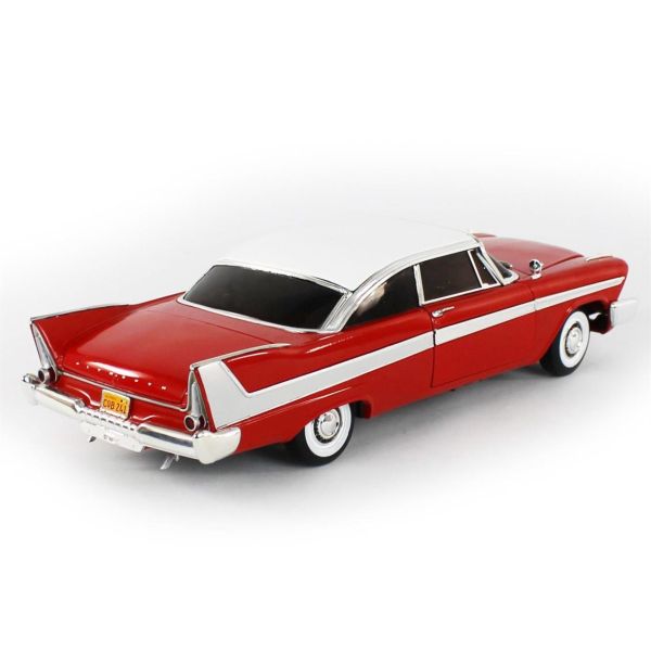 AutoWorld AWSS102 1/18 Ölçek, 1958 Plymouth Christine -Tinted Windows, Red, Sergilemeye Hazır Metal Araba Modeli