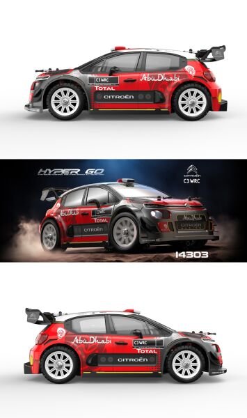 MJX 1/14 Citroen C3 WRC 14303 Hyper Go 4x4 Fırçasız (Brushless) Motor ve Escli, 2.4Ghz Uzaktan Kumandalı Ralli Aracı Normal Paket