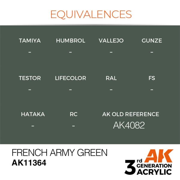 AK 11364 17 ml. French Army Green, AFV Serisi 3GEN Akrilik Model Boyası