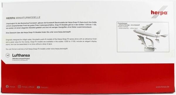 Herpa 610599 1/250 Ölçek, Lufthansa Boeing 747-8 Intercontinental (Retro), Sergilemeye Hazır Model Yolcu Uçağı