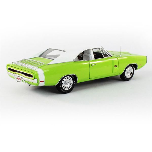 AutoWorld AMM1249 1/18 Ölçek, 1970 Dodge Charger R/T (Hemmings Muscle Machine), FJ5 Sublime, Sergilemeye Hazır Metal Araba Mode