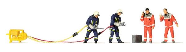 Preiser 10625 1/87 Ölçek, İtfaiyeciler (Modern), Boyanmış Plastik Figürleri, 6 Adet