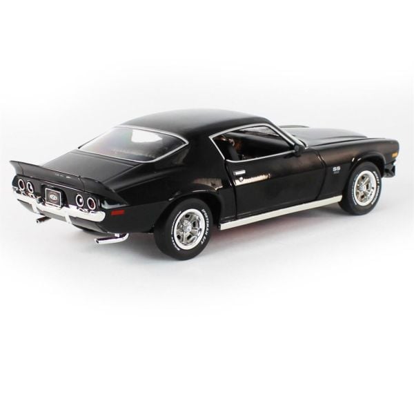AutoWorld AMM1250 1/18 Ölçek, 1971 Chevy Camaro SS/RS (MCACN & Class of 1971), Tuxedo Black, Sergilemeye Hazır Metal Araba Mode
