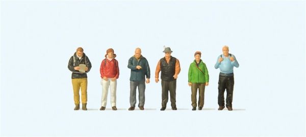 Preiser 10699 1/87 Ölçek, Turistler, Boyanmış Plastik Figürleri, 6 Adet