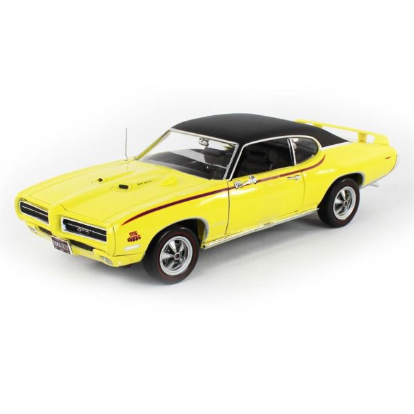 AutoWorld AMM1252 1/18 Ölçek, 1969 Pontiac GTO Judge, Goldenrod Yellow, Sergilemeye Hazır Metal Araba Modeli