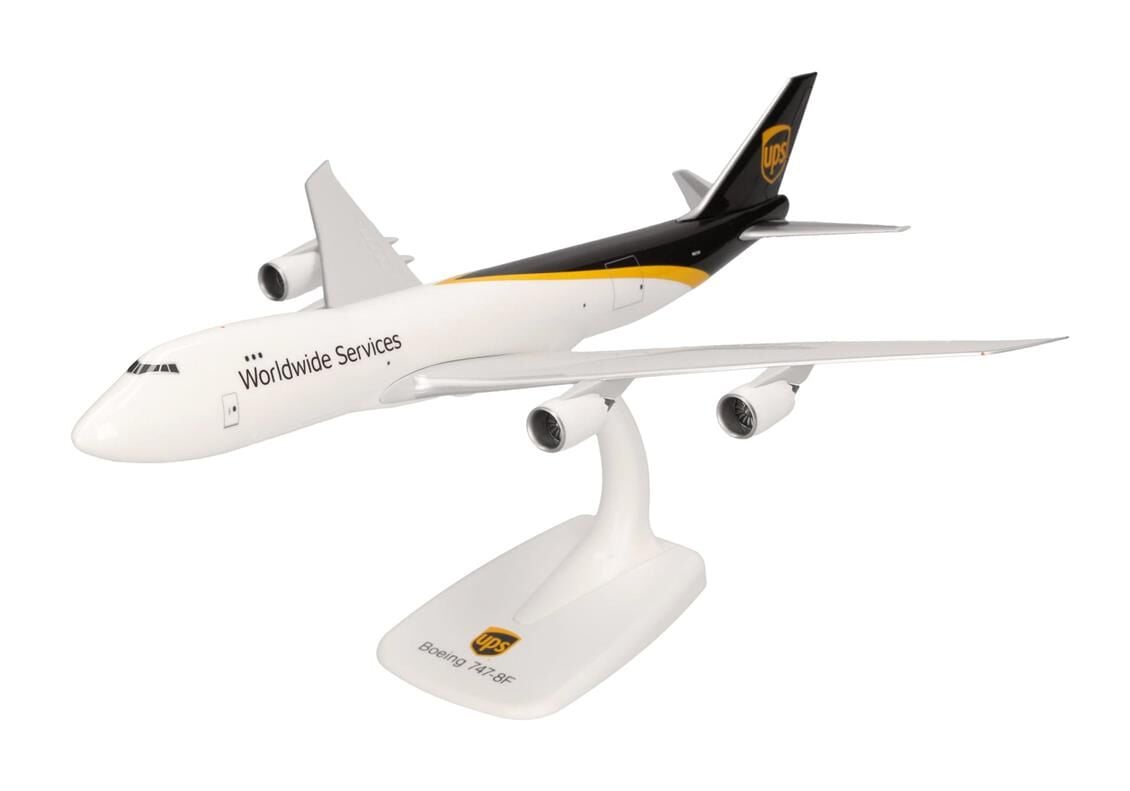 Herpa 612241 1/250 Ölçek, UPS Boeing 747-8F, Sergilemeye Hazır Model Yolcu Uçağı