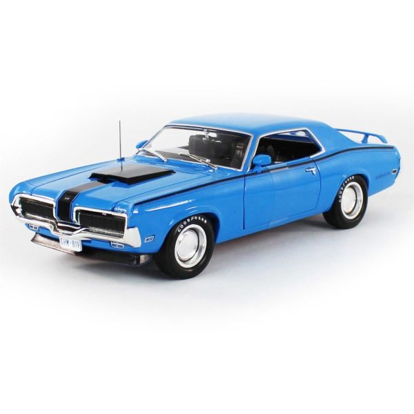 AutoWorld AMM1253 1/18 Ölçek, 1970 Mercury Cougar Hardtop (MCACN), Competition Blue, Sergilemeye Hazır Metal Araba Modeli