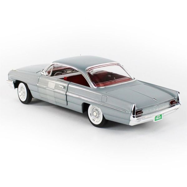 AutoWorld AMM1254 1/18 Ölçek, 1961 Pontiac Catalina Hardtop (Class of 1961), Richmond Gray, Sergilemeye Hazır Metal Araba Model