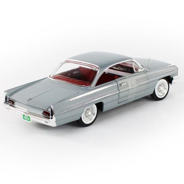 AutoWorld AMM1254 1/18 Ölçek, 1961 Pontiac Catalina Hardtop (Class of 1961), Richmond Gray, Sergilemeye Hazır Metal Araba Model