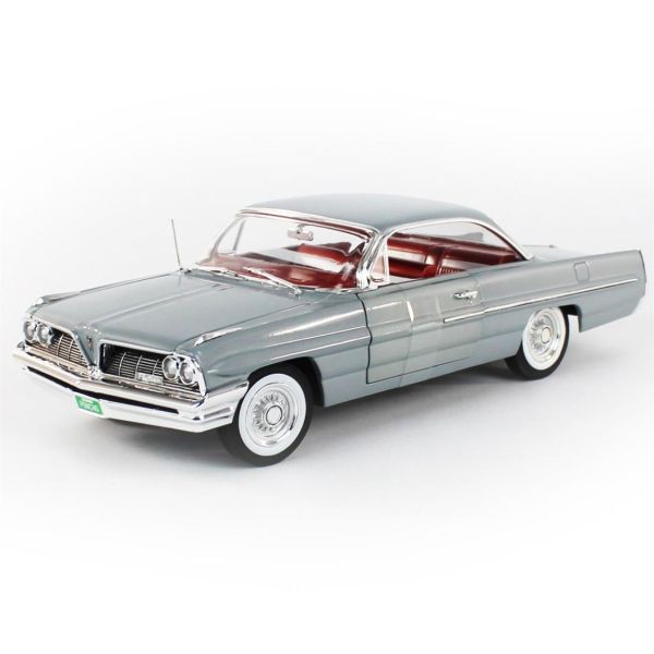AutoWorld AMM1254 1/18 Ölçek, 1961 Pontiac Catalina Hardtop (Class of 1961), Richmond Gray, Sergilemeye Hazır Metal Araba Model