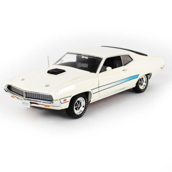 AutoWorld AMM1256 1/18 Ölçek, 1971 Ford Torino (Class of 1971), Wimbleton White, Sergilemeye Hazır Metal Araba Modeli