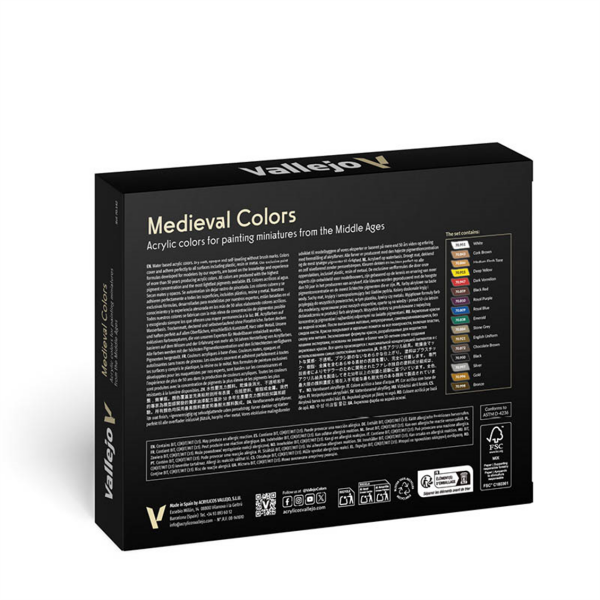Vallejo 70142 8x18 ml. Medieval Colors, Model Color Serisi Model Boyası Seti