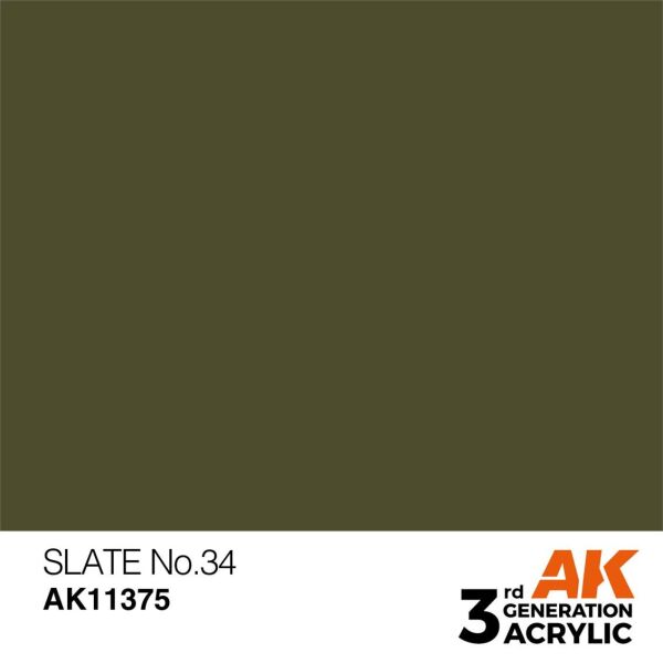 AK 11375 17 ml. Slate No.34, AFV Serisi 3GEN Akrilik Model Boyası