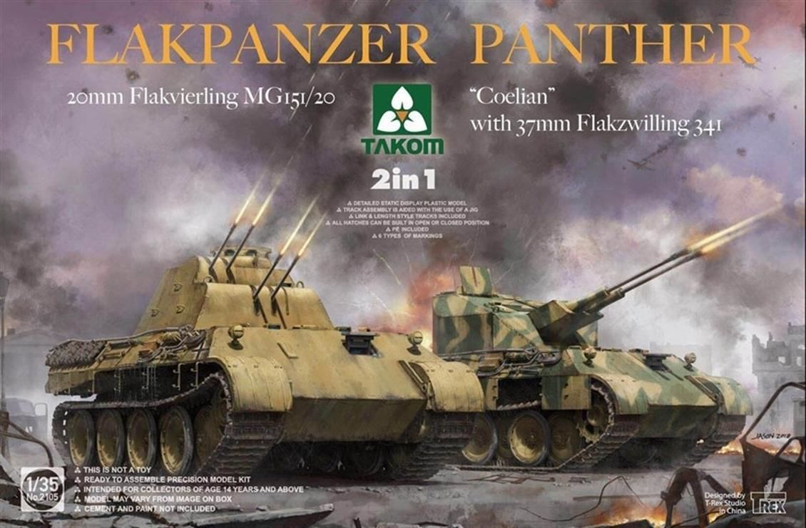 Takom 2105 1/35 Ölçek, Flakpanzer Panther (Coelian) 2 in1, Plastik Model kiti
