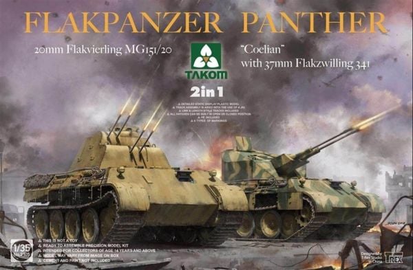 Takom 2105 1/35 Ölçek, Flakpanzer Panther (Coelian) 2 in1, Plastik Model kiti