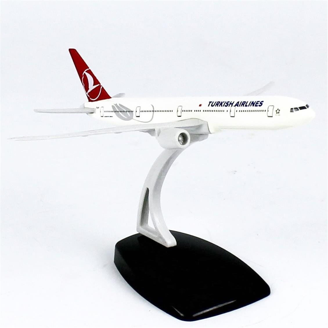 THY059 1/500 Ölçek, THY Lale Logolu Boeing B737-800 Yolcu Uçağı, Sergilemeye Hazır Ahşap Standlı Model