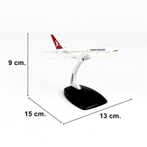 THY059 1/500 Ölçek, THY Lale Logolu Boeing B737-800 Yolcu Uçağı, Sergilemeye Hazır Ahşap Standlı Model