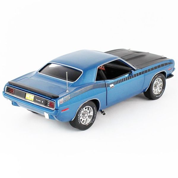 Autoworld AMM1225 1/18 Ölçek, 1970 Plymouth AAR Cuda 3406, Blue, Sergilemeye Hazır Metal Araba Maketi