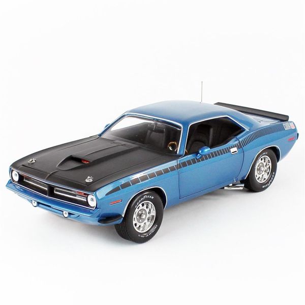 Autoworld AMM1225 1/18 Ölçek, 1970 Plymouth AAR Cuda 3406, Blue, Sergilemeye Hazır Metal Araba Maketi