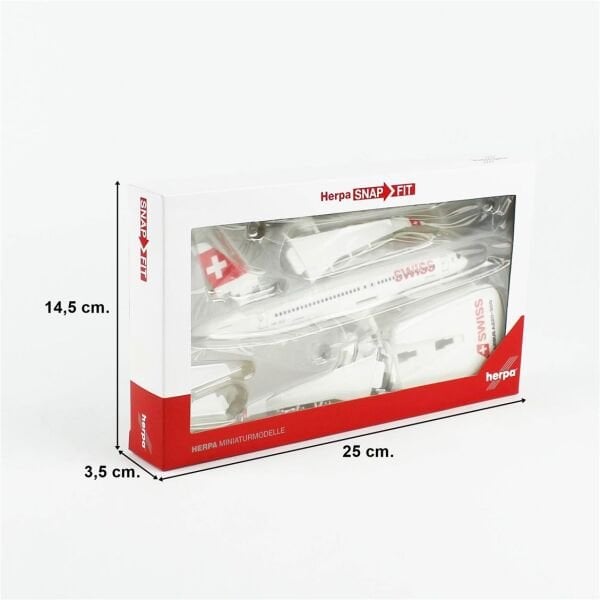 Herpa 613323 1/200 Ölçek, Airbus A220-300 Swiss International Air Lines, Sergilemeye Hazır Model Yolcu Uçağı